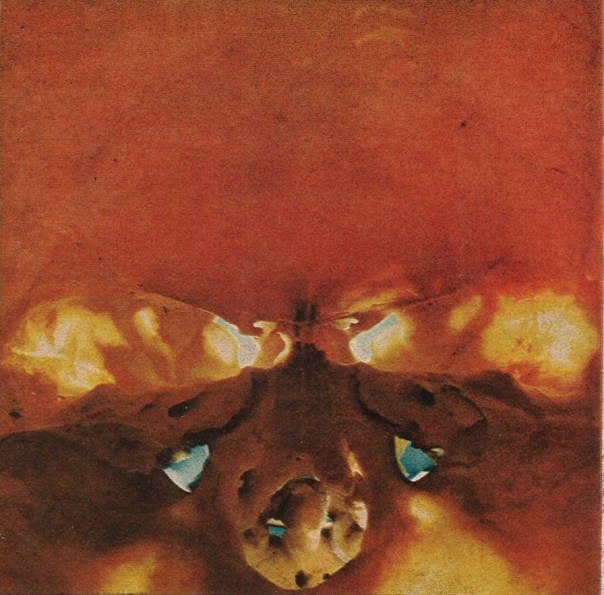 "The interior view of the base of the skull (seen though a wide-angel lens) shows the openings in the bone for the spinal cord and the two jugular veins (bottom), and the two optic nerves (center). Life. Oct. 1, 1971.