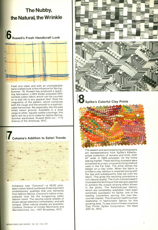 American Fabrics, Number 105. Fall 1975.
